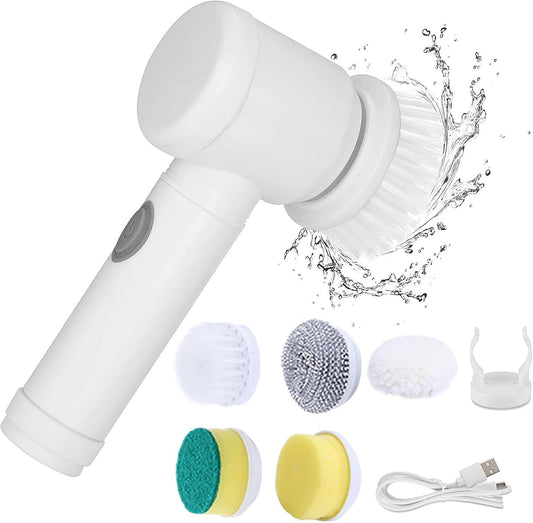 AquaFlex Electric Spin Scrubber – 5-in-1 Multi-Purpose Cleaning Brush