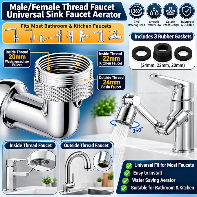 AquaFlex™ 1080° Rotating Faucet Extender