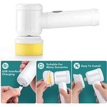 AquaFlex Electric Spin Scrubber – 5-in-1 Multi-Purpose Cleaning Brush