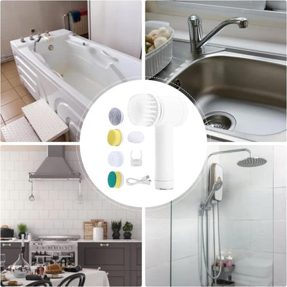 AquaFlex Electric Spin Scrubber – 5-in-1 Multi-Purpose Cleaning Brush