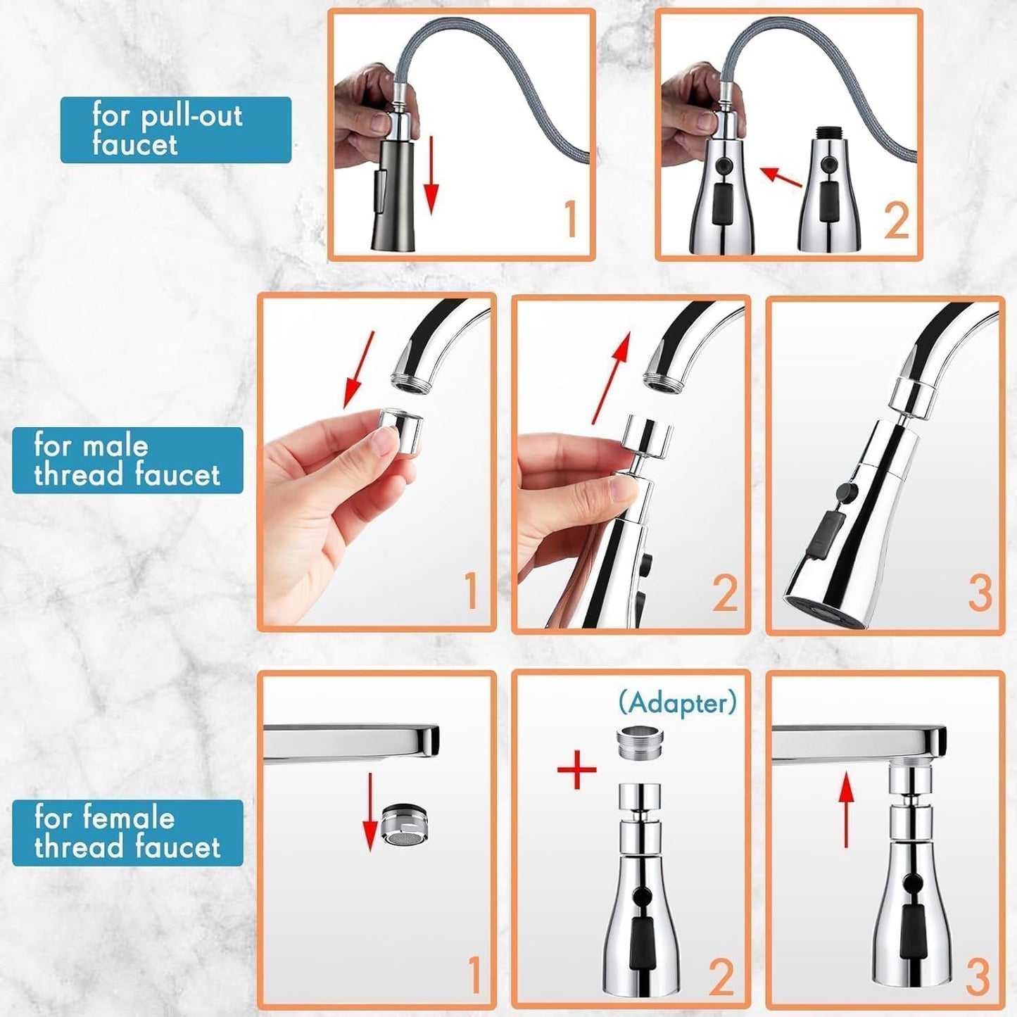 AquaFlex 360° Rotating Tap Extender—featuring versatile spray modes and water-saving technology for effortless, splash-free cleaning.