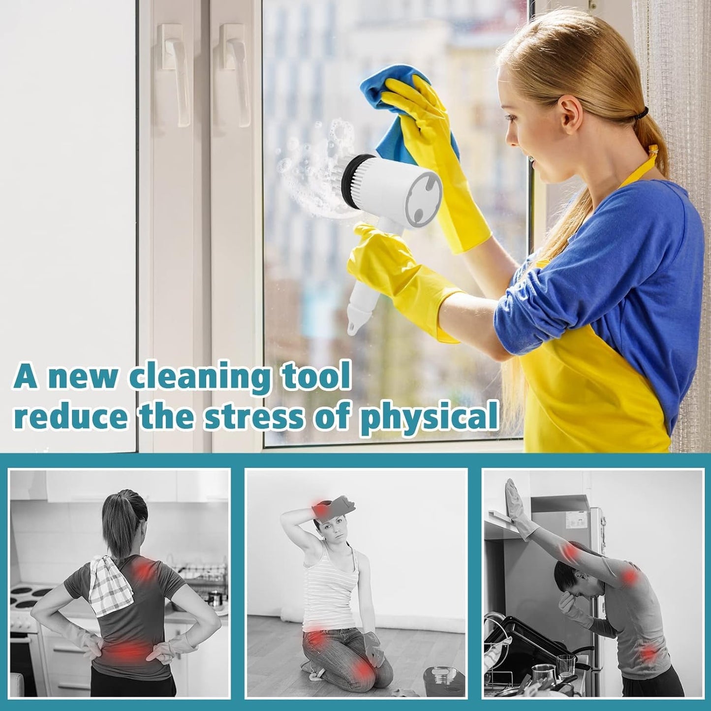AquaFlex Electric Spin Scrubber – 5-in-1 Multi-Purpose Cleaning Brush