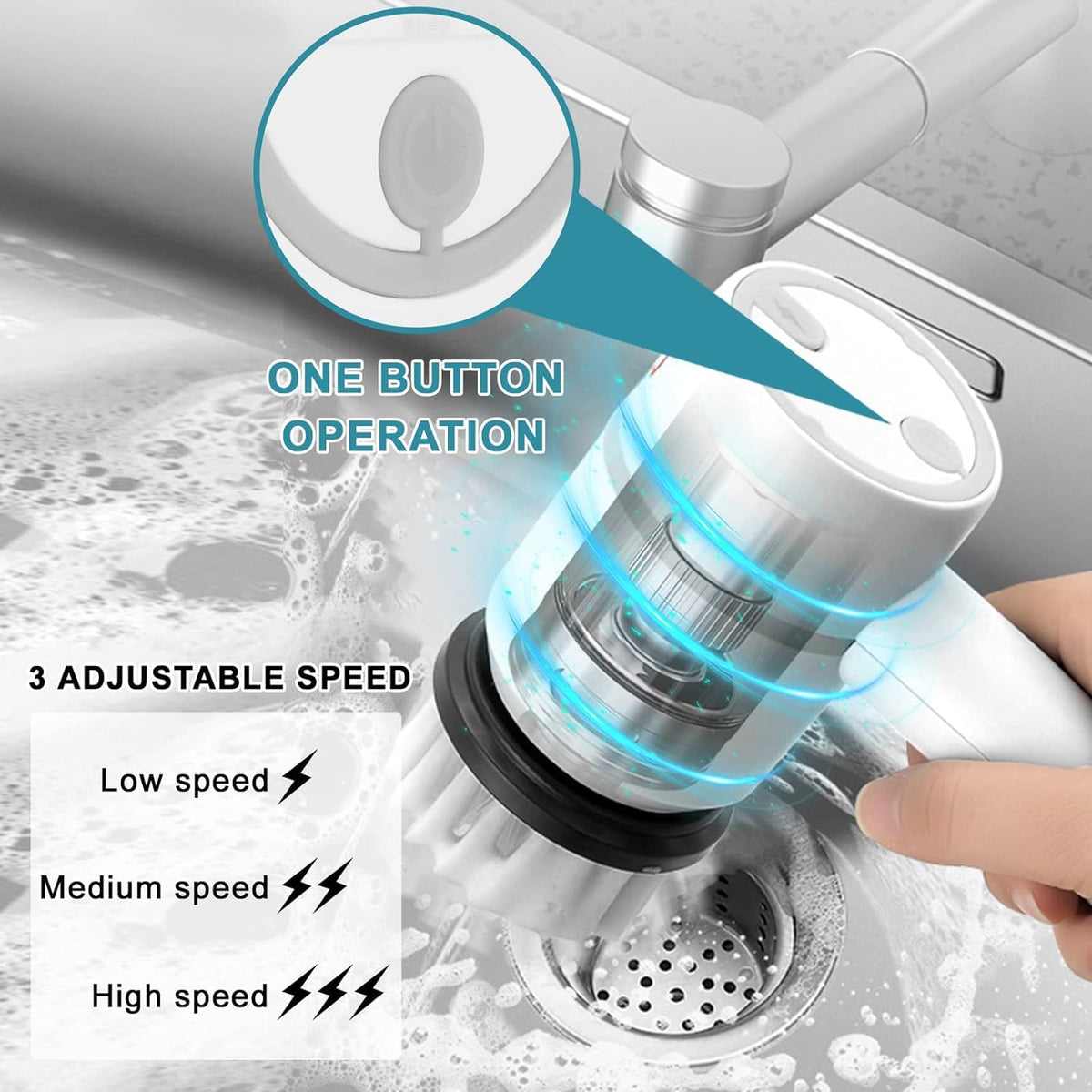 AquaFlex Electric Spin Scrubber – 5-in-1 Multi-Purpose Cleaning Brush